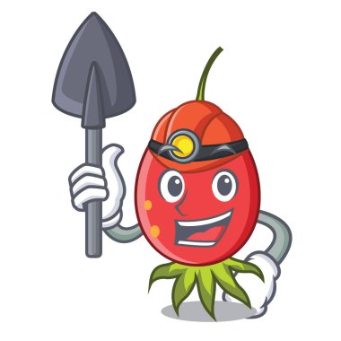 Madenci kuşburnu maskot karikatür tarzı vektör çizim