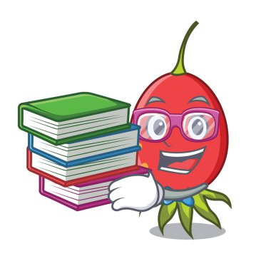 Öğrenci kitap kuşburnu maskot karikatür tarzı vektör çizim ile