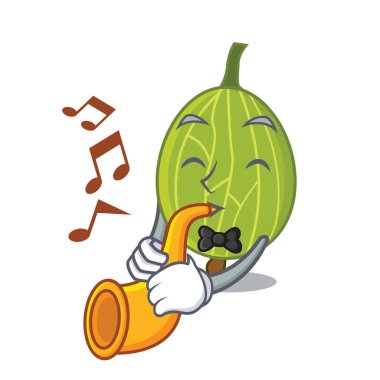 Trompet bektaşi üzümü maskot karikatür tarzı ile