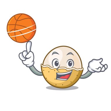 Basketbol longan meyve karakter karikatür ile