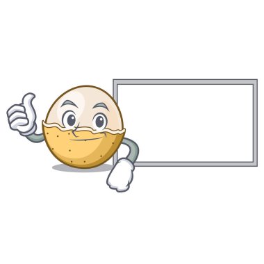 Başparmak yukarıya kurulu longan meyve karakter karikatür ile