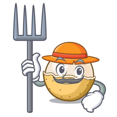 Çiftçi longan meyve karakter karikatür