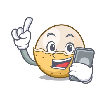 Telefon longan meyve karakter karikatür ile