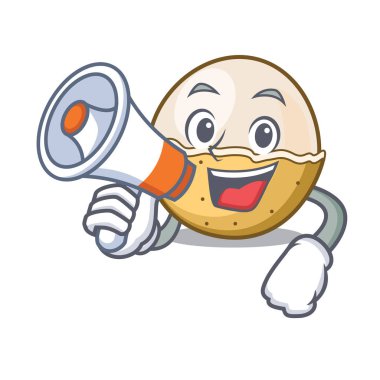 Megafon longan meyve karakter karikatür ile