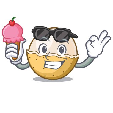 Dondurma longan meyve karakter karikatür ile