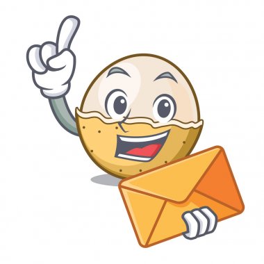 Zarf longan meyve karakter karikatür ile