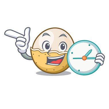 Saat longan meyve karakter karikatür ile