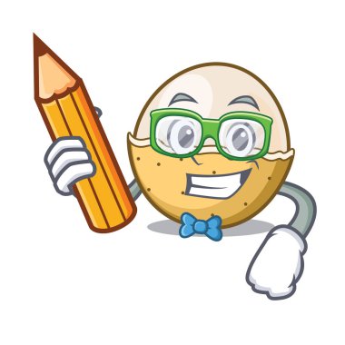 Öğrenci longan meyve karakter karikatür