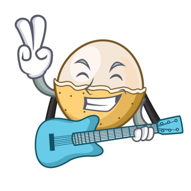 Gitar longan meyve maskot karikatür ile