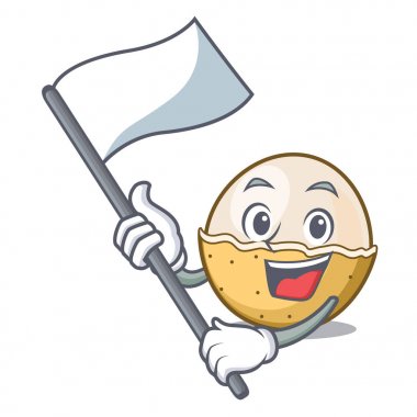 Bayrak longan meyve maskot karikatür ile