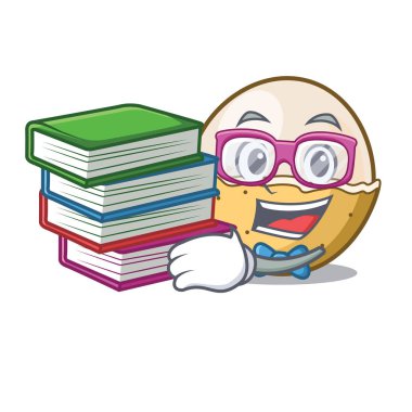 Öğrenci kitap longan meyve maskot karikatür ile