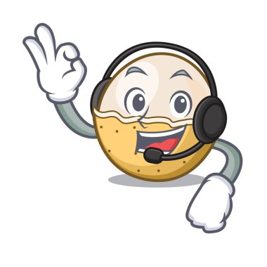 Kulaklık longan meyve maskot karikatür ile