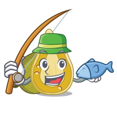 Balık tutma nefesi maskot karikatür tarzı vektör çizim