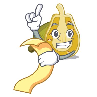 Menü nefesi maskot karikatür tarzı vektör çizim ile