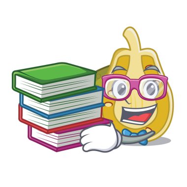 Öğrenci kitap nefesi maskot karikatür tarzı vektör çizim ile