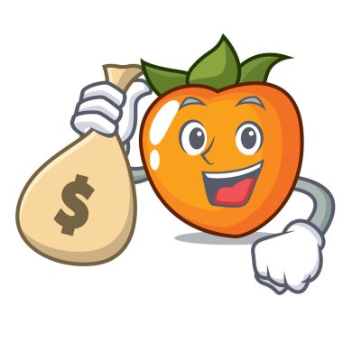 Para çantası Trabzon hurması karakter karikatür tarzı vektör çizim ile