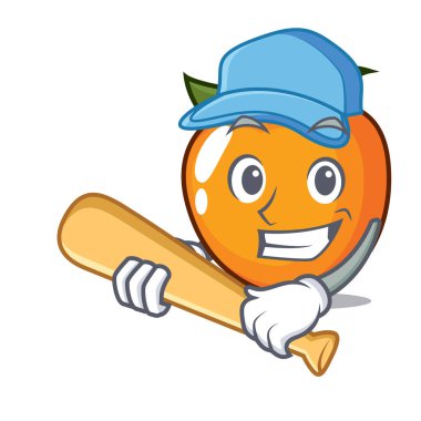 İskambil beyzbol Trabzon hurması karakter karikatür tarzı vektör çizim