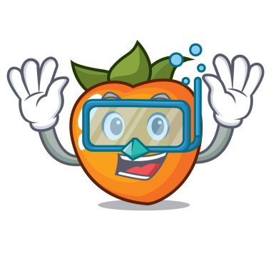 Dalış Trabzon hurması karakter karikatür tarzı vektör çizim