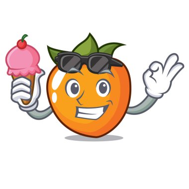 Dondurma Trabzon hurması karakter karikatür tarzı vektör çizim ile