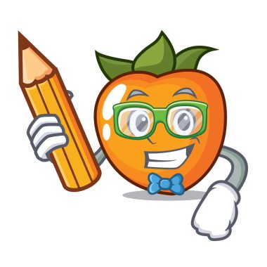 Öğrenci Trabzon hurması karakter karikatür tarzı vektör çizim