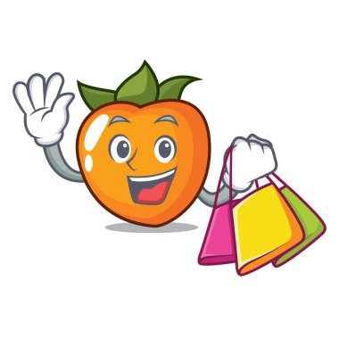 Trabzon hurması karakter karikatür tarzı vektör çizim alışveriş