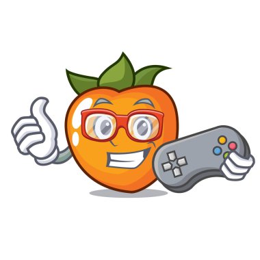 Oyun Trabzon hurması maskot karikatür tarzı vektör çizim