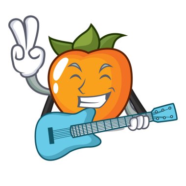 Gitar Trabzon hurması maskot karikatür tarzı vektör çizim ile
