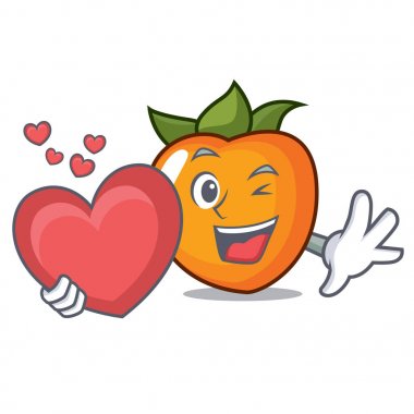 Kalp Trabzon hurması maskot karikatür tarzı vektör çizim ile