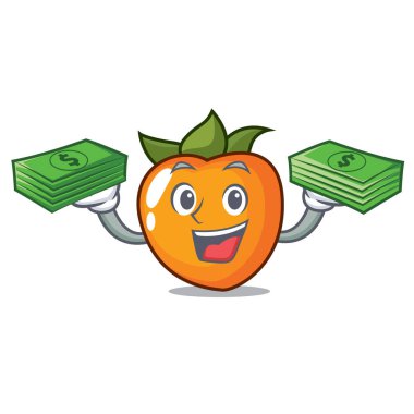 Para çantası Trabzon hurması maskot karikatür tarzı vektör çizim ile
