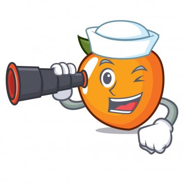 Denizci dürbün Trabzon hurması maskot karikatür tarzı vektör çizim ile