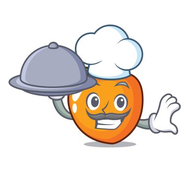 Şef gıda Trabzon hurması maskot karikatür tarzı vektör çizim ile