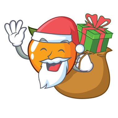 Noel Baba hediye Trabzon hurması maskot karikatür tarzı vektör çizim ile