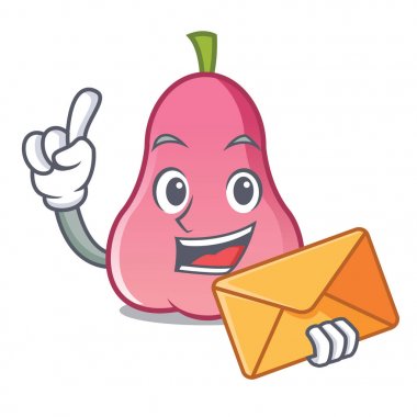 Zarf gül apple karakter karikatür vektör çizim ile