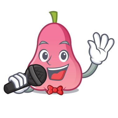 Rose apple maskot karikatür vektör çizim şarkı