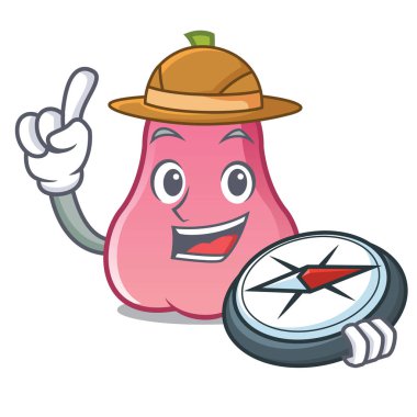 Explorer rose apple maskot karikatür vektör çizim