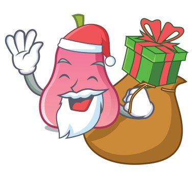 Noel Baba hediye rose apple maskot karikatür vektör çizim ile