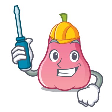 Otomotiv rose apple maskot karikatür vektör çizim