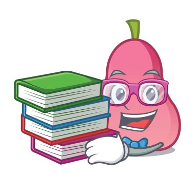 Öğrenci kitap rose apple maskot karikatür vektör çizim ile