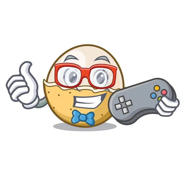 Gamer longan fruit mascotte cartoon — Stockvector