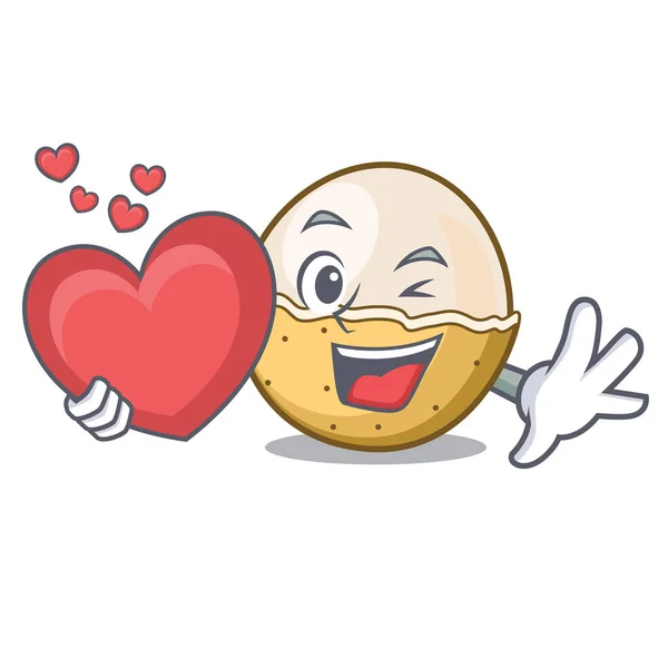 With heart longan fruit mascot cartoon — Stock Vector