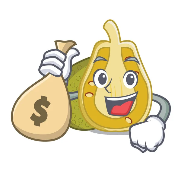 Χρήματα Τσάντα Jackfruit Χαρακτήρα Καρτούν Εικονογράφηση Φορέα Στυλ — Διανυσματικό Αρχείο