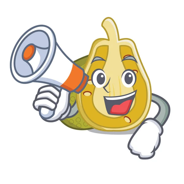Megaphone Jackfruit Character Cartoon Style Vector Illustration — Stock Vector