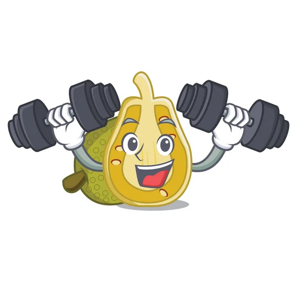 Fitness Karakter Jackfruit Gambar Vektor Gaya Kartun - Stok Vektor