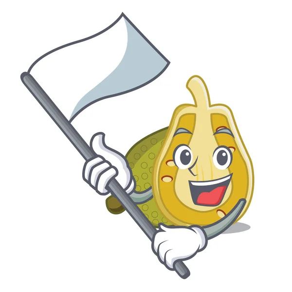 Σημαία Jackfruit Μασκότ Κινούμενων Σχεδίων Ύφος Διανυσματικά Εικονογράφηση — Διανυσματικό Αρχείο