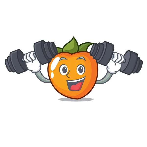 Fitness Persimmon Charakter Cartoon Stil Vektor Illustration — Stockvektor