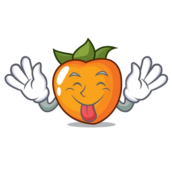 Tongue Out Persimmon Mascot Cartoon Style Vector Illustration — Stock Vector