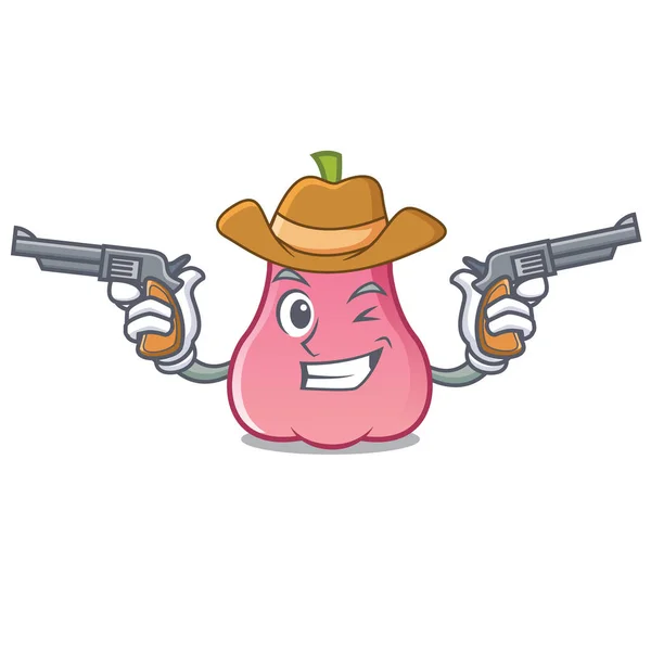 Cowboy Rose Apple Karaktär Tecknade Vektorillustration — Stock vektor