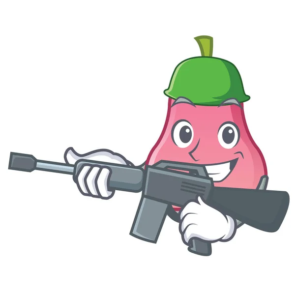 Ejército Rosa Manzana Personaje Dibujo Animado Vector Ilustración — Vector de stock