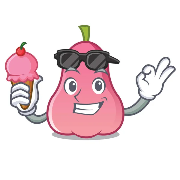 Con Helado Rosa Manzana Personaje Dibujo Animado Vector Ilustración — Vector de stock