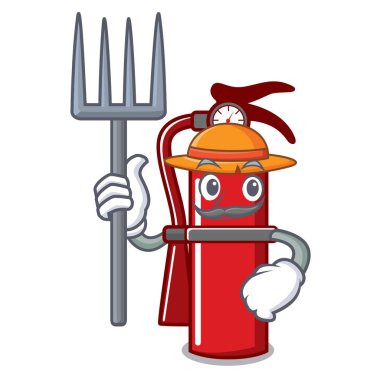 Çiftçi yangın söndürücü karakter karikatür vektör çizim